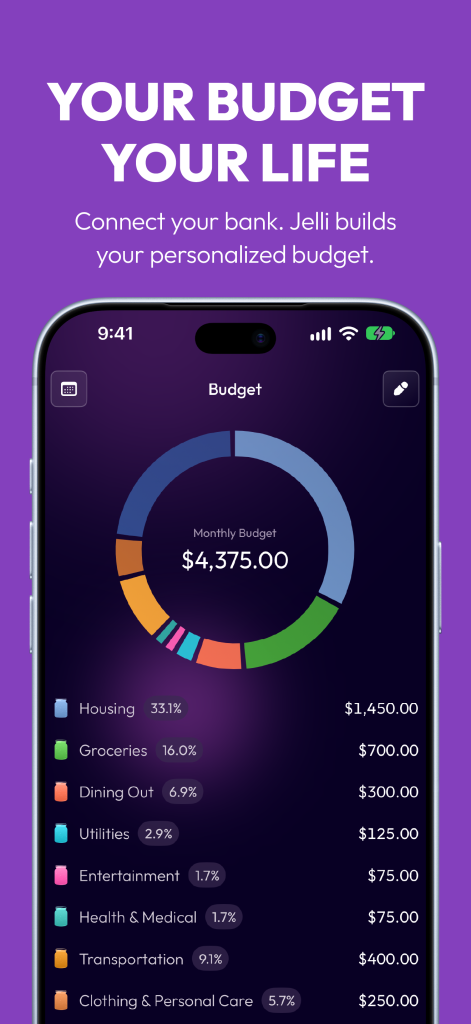 Jelli App Store screenshot: Your budget, your life