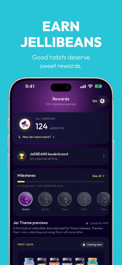 Jelli App Store screenshot: Earn JelliBEANS